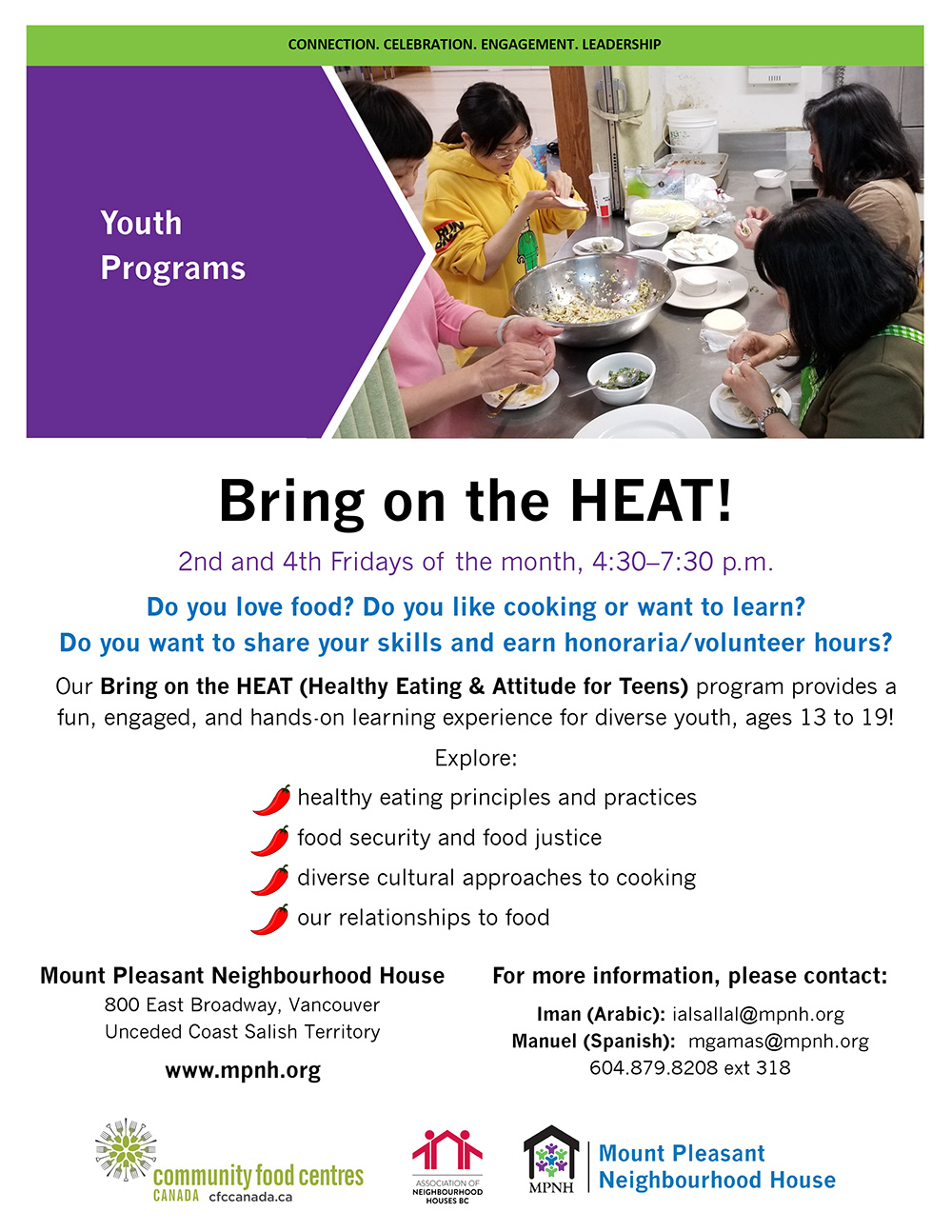 Poster for Bring on the HEAT! showing youth making food together