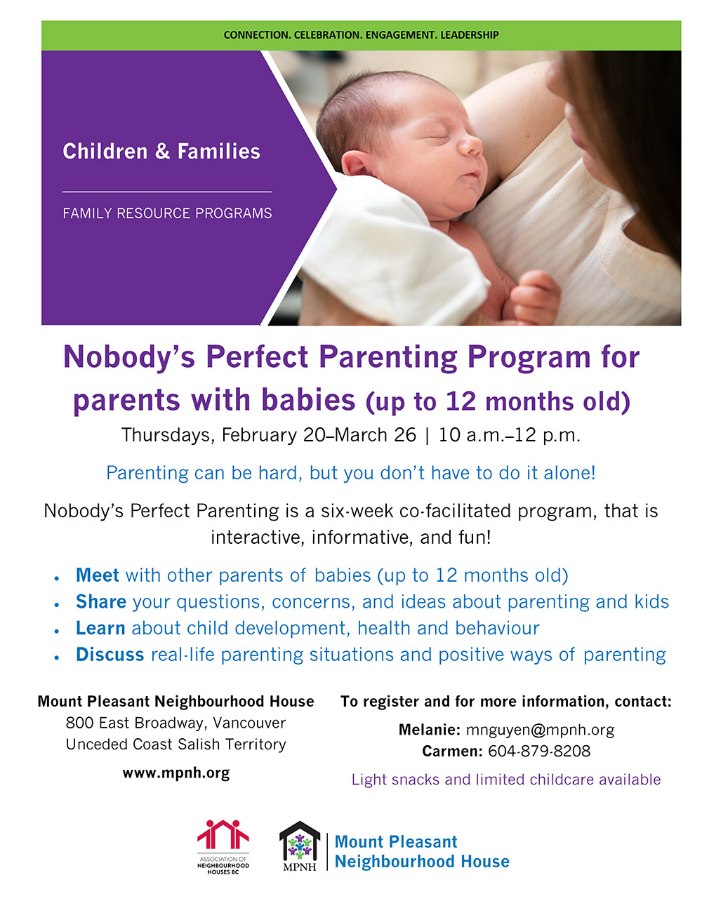Poster for the Nobody's Perfect Parenting program showing a baby sleeping