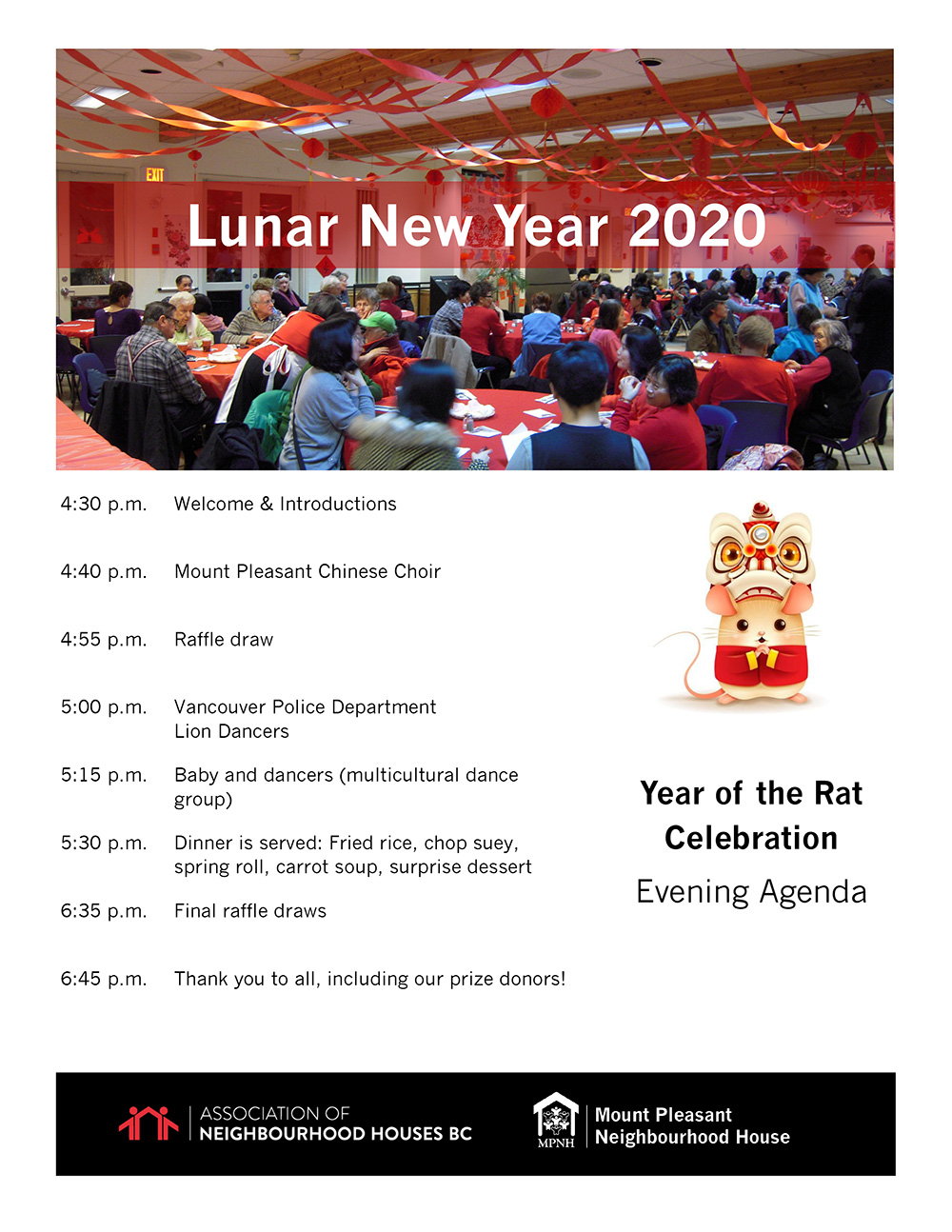 Agenda for the Lunar New Year Celebration 2020
