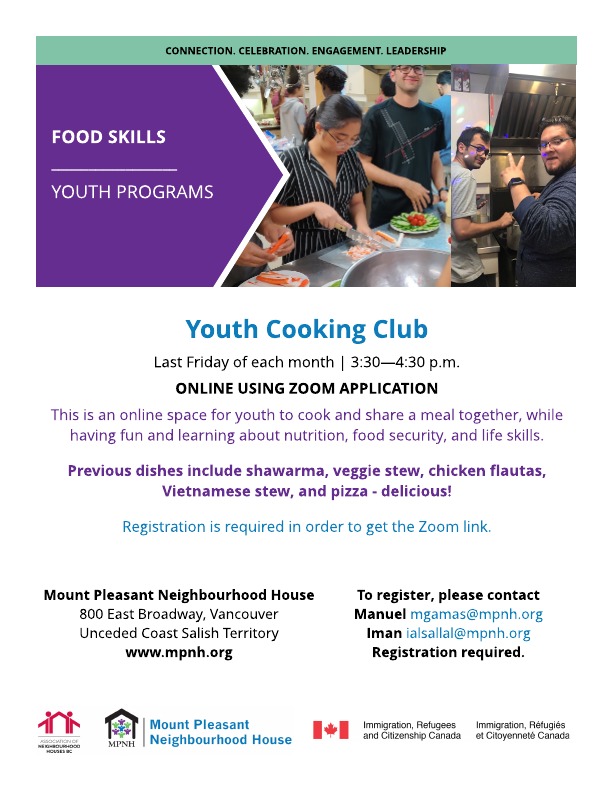 Poster for the youth cooking club showing young people enjoying cooking together