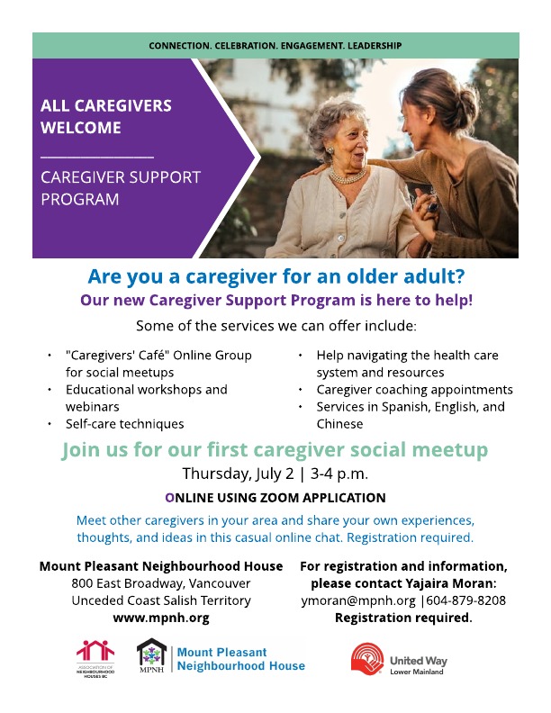 Poster for the Caregiver Support Program showing a young woman with an older senior